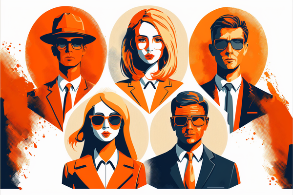 Five corporate security users standing together wearing sunglasses